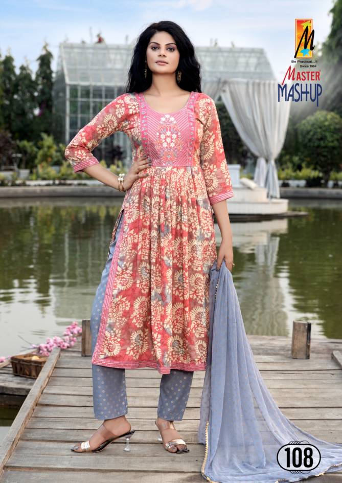 Mashup By Master 101 To 108 Naira Cut Foil Printed Kurti With Bottom Dupatta Wholesale Shop In Surat
